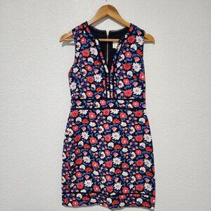 Kate Spade Sheath Textured Floral Blue Dress Daisy Size 6 V-Neck Feminine